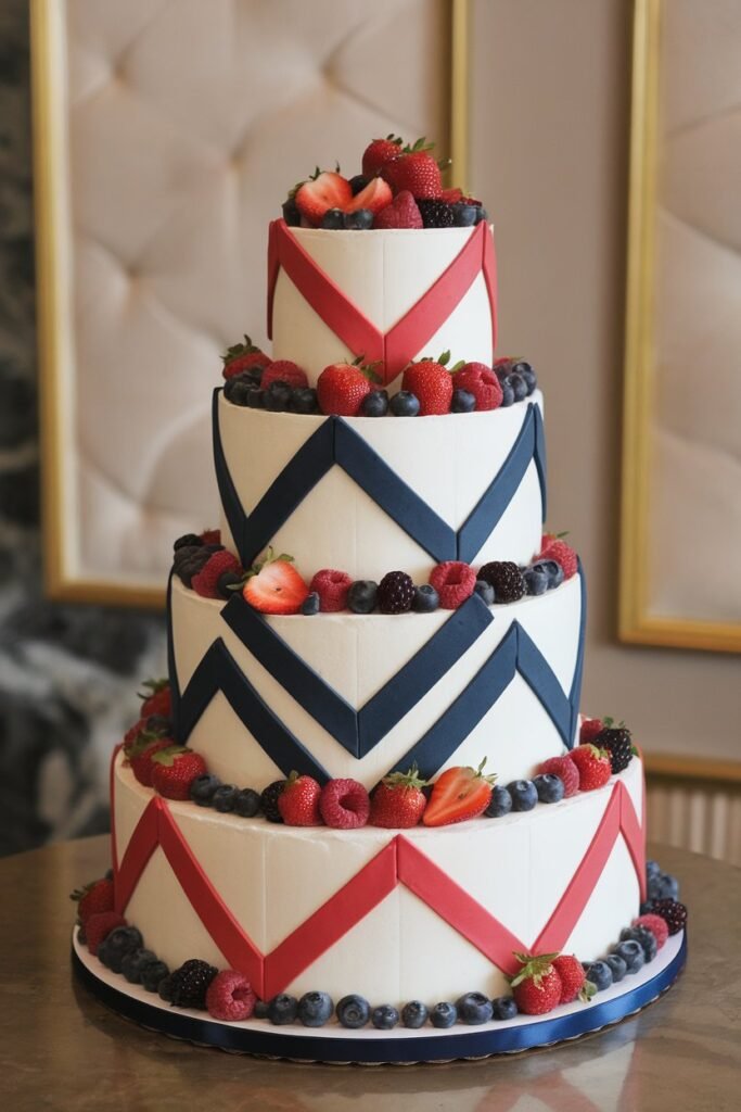 Modern Wedding Cake with Bright Fruit