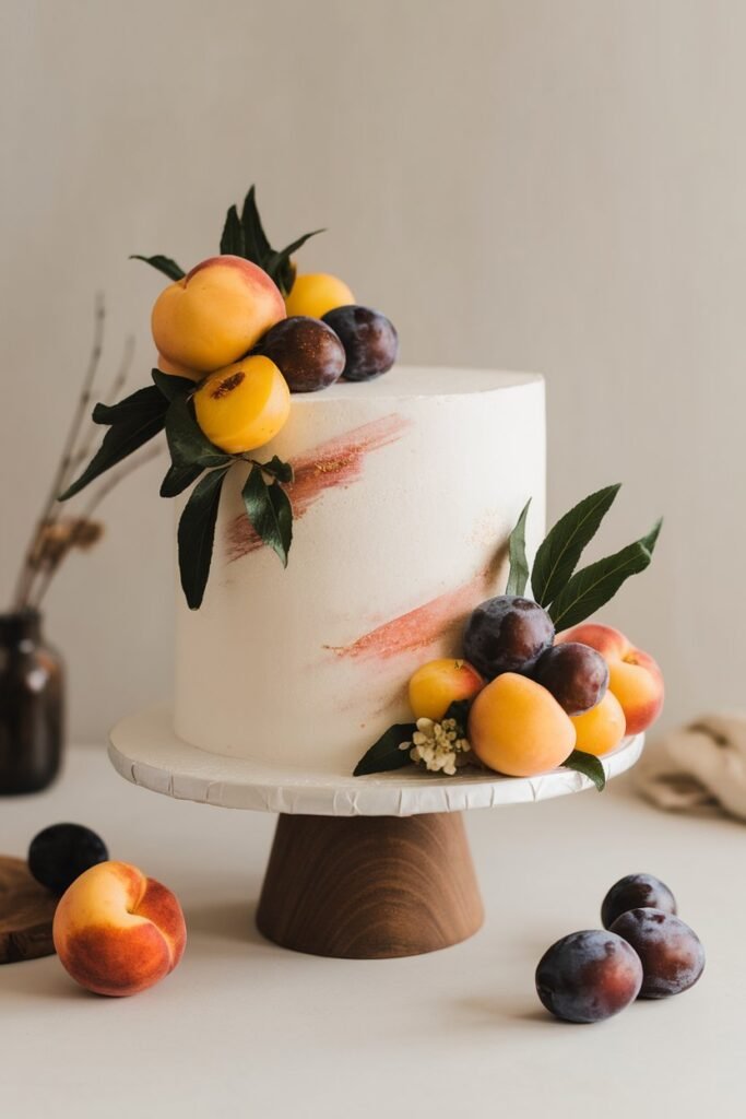 Simple Wedding Cake with Fresh Fruit Topping