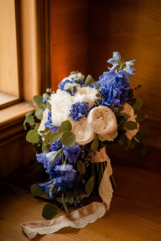 8. Soft Blue and White Rustic Bouquet