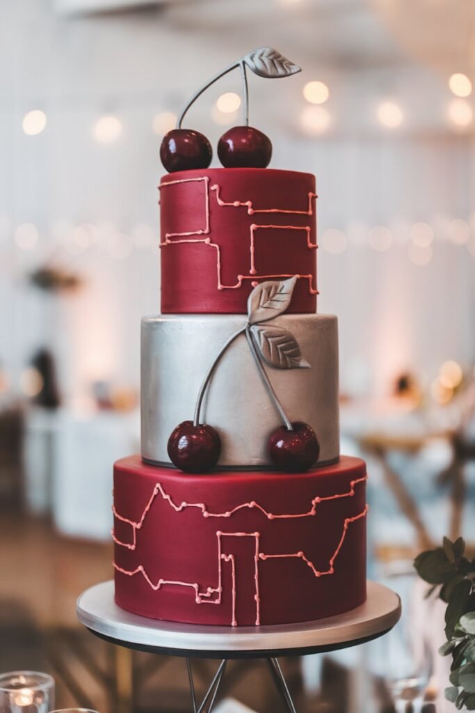 Modern Wedding Cake with Cherry Elegance