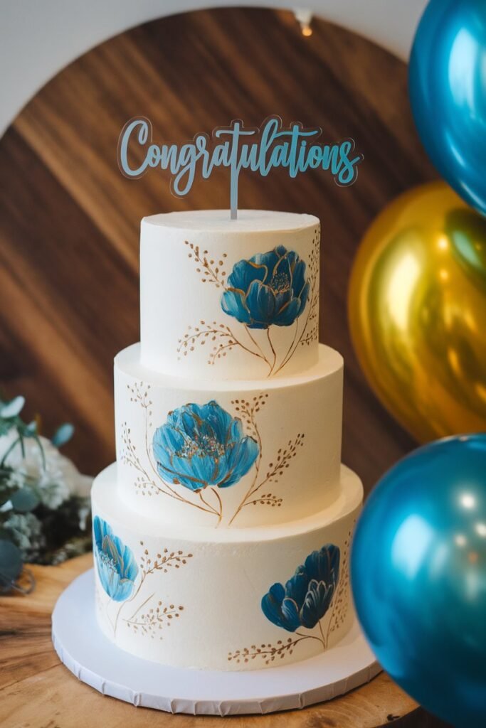 A Hand-Painted Wedding Cake with Floral Elegance