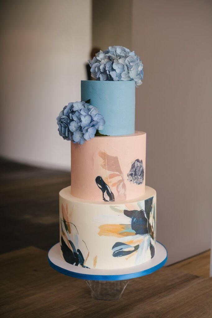 Artistic Wedding Cake with Hand-Painted Details