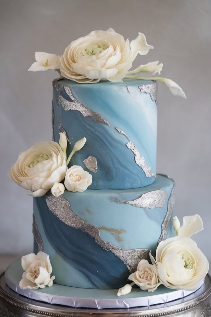 A Marble-Inspired Wedding Cake with Metallic Accents