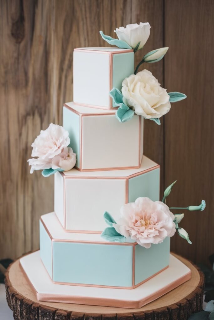 A Modern Wedding Cake with Floral Charm