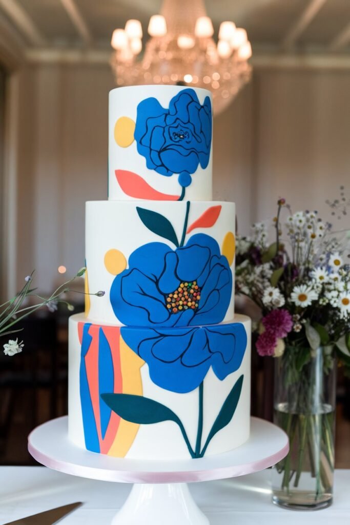 Modern Wedding Cake with Bold Floral Design