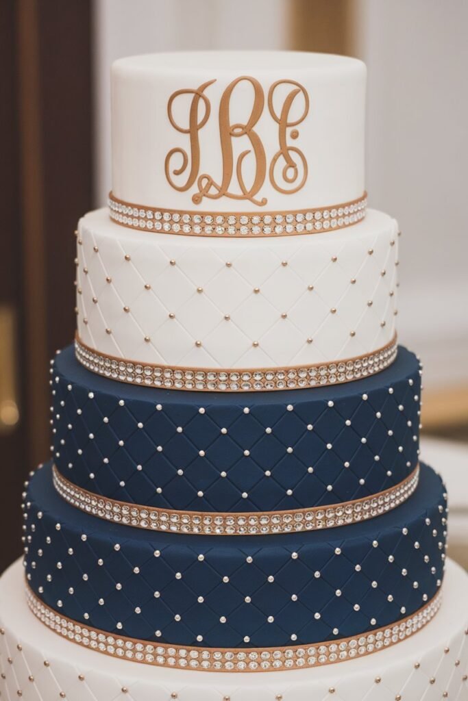 Timeless Wedding Cake with Monogram Elegance