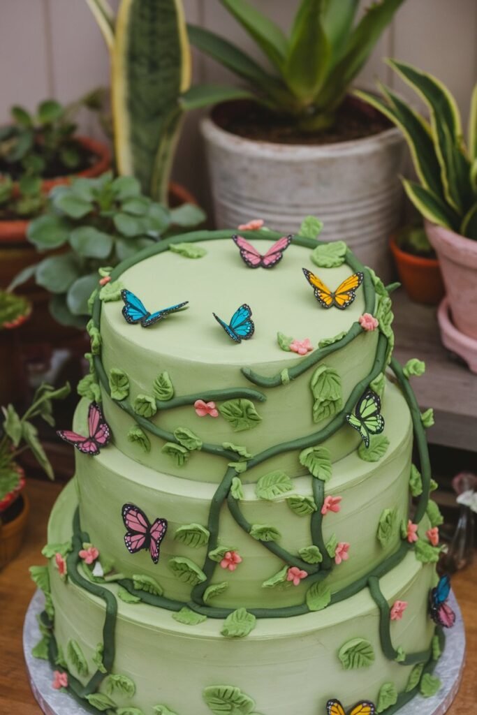 Garden-Inspired Wedding Cake with Butterflies