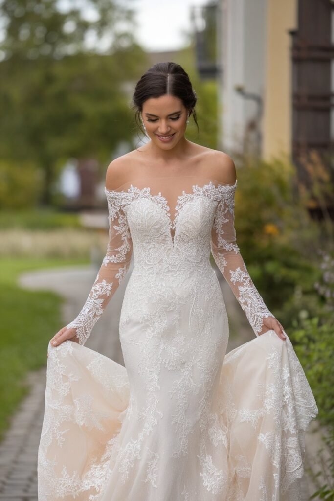 Off-the-Shoulder Elegance with Lace Details