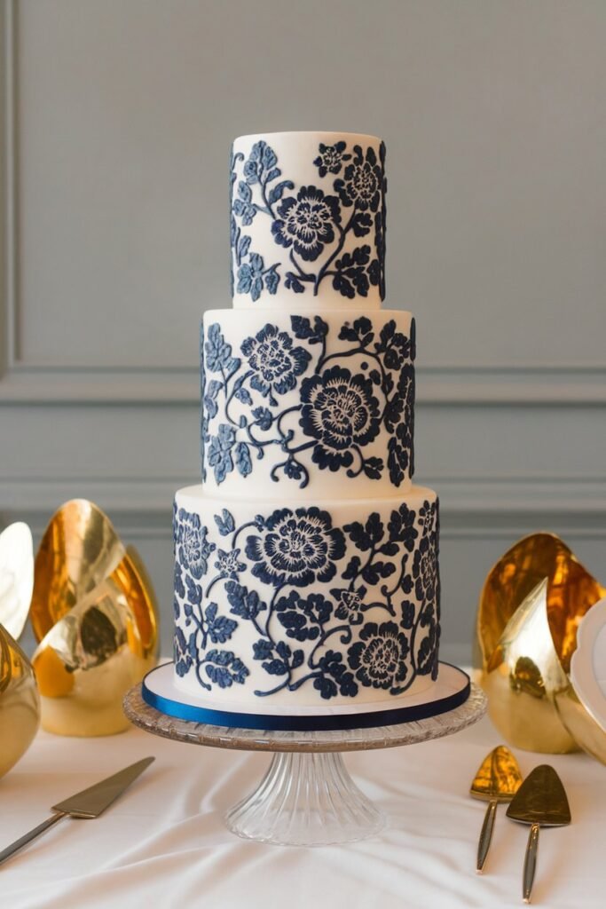 A Wedding Cake with Timeless Floral Detailing