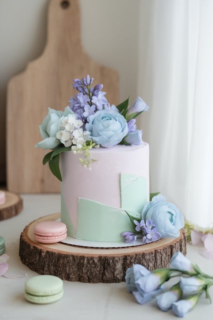 Pastel Wedding Cake with Soft Floral Accents