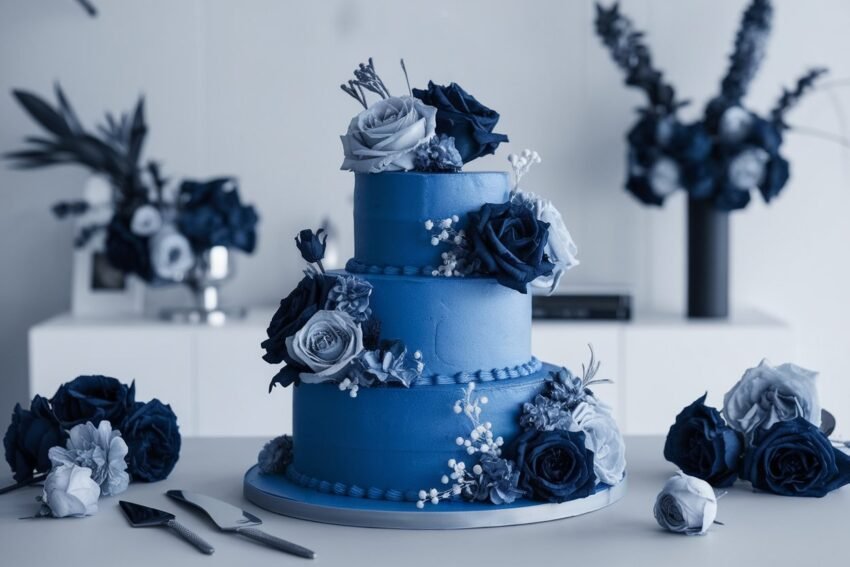 16 Wedding Cakes With Blue Flowers to Inspire Your Celebration